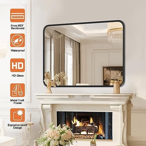 NEWBULIG 30x40 Bathroom Mirror with Matte Black Frame