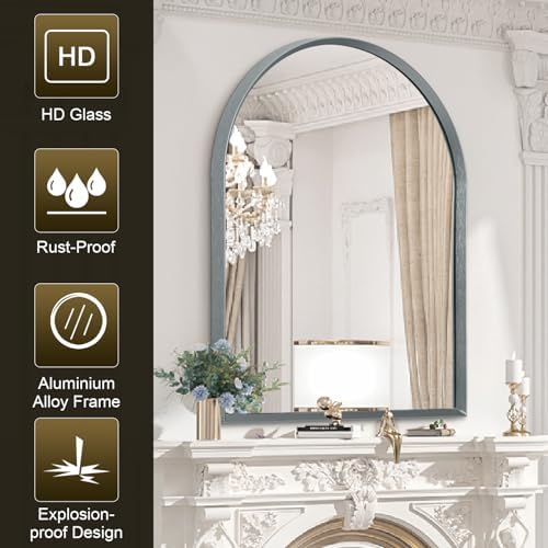 Arch Wall-Mounted Mirror 36x24 Aluminum Frame