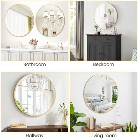 20 Inch Round Mirror with Gold Frame