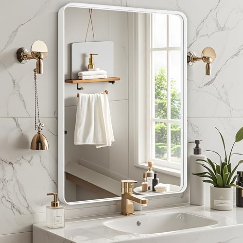 Fabuday 20x30 Inch White Bathroom Mirror with Matte Metal Frame 1