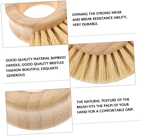 Bamboo Dish Brush Ring for Cleaning Fruits Vegetables and Kitchen Use
