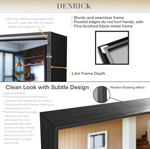 DENRICK 16x20 Inch Matte Black Frame Mirror