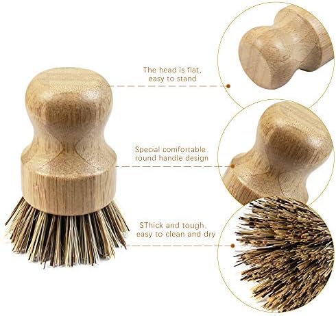 AUEAR Natural Bamboo Scrub Brush 2-Pack