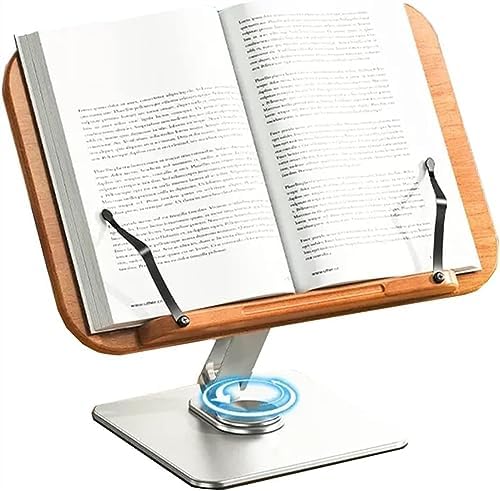 Adjustable Book Stand with 360 Rotating Base and Page Clips