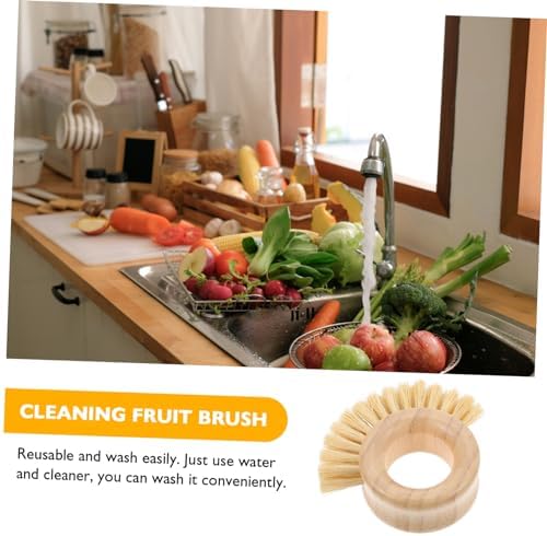 Bamboo Dish Brush Ring for Cleaning Fruits Vegetables and Kitchen Use