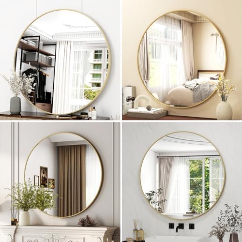 Easly 36 Inch Round Black Mirror with Metal Frame 1