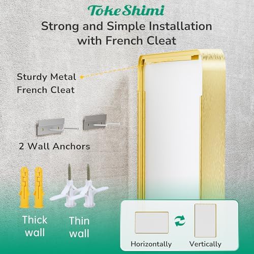 Tokeshimi 48x24 Brushed Gold Bathroom Mirror 1