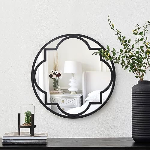 Glitzhome 24 Round Wall Mirror with Black Metal Frame