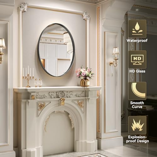 Brightify Black Oval Wall Mirror 22x30 Inch