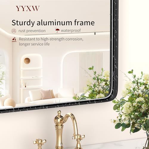 YYXW Matte Black Metal Frame Bathroom Mirror 16x20 Inch