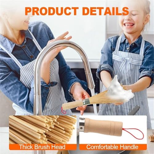 Natural Wok Cleaning Brush Set 20cm Beige Handle