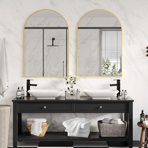 GarveeHome Arched Wall Mirror 20x30 Gold Frame 1