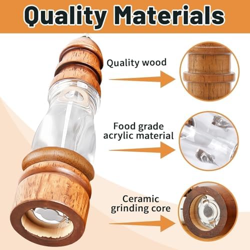 Yabound Wooden Salt Pepper Grinder Set 2PCS