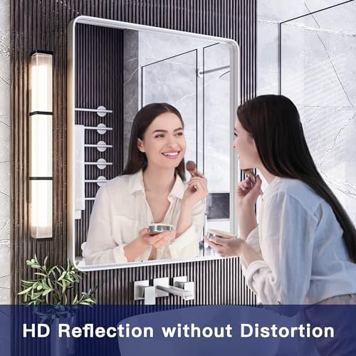 ISKM 24x36 Inch Brushed Silver Mirror for Bathroom