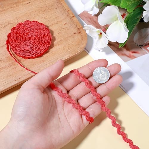 Psyqtsuary Red Wave Rick Rack Trim 5mm 27 Yards