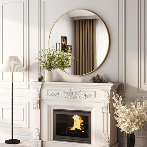 Easly 36 Inch Round Black Mirror with Metal Frame 1