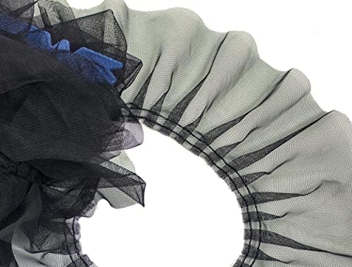 Tulle Pleated Ruffle Trim 10cm Wide - Black