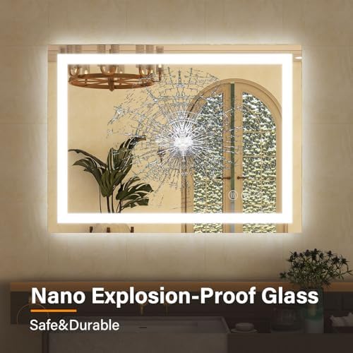 GLSLAND Dimmable LED Mirror 40x30 Wall Mount