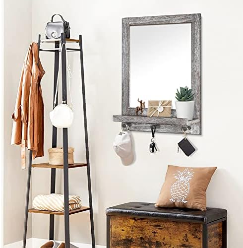 Rustic Wall Mirror with Shelf 165x23in