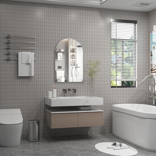 EDTEMI 30x20 Arched Mirror with Brushed Metal Frame