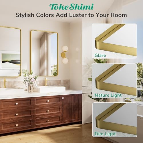 Tokeshimi 48x24 Brushed Gold Bathroom Mirror 1