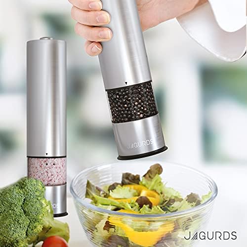 JAGURDS Electric Salt Pepper Grinder Set - Automatic Battery Operated One Hand