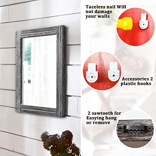 AAZZKANG Rustic Wall Mirror Rectangular Decorative Wooden Frame