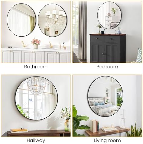 GAOMON 32 Inch Round Black Wall Mirror