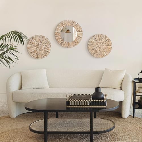 TEIPAI 3PCS Mother of Pearl Wall Mirror Set