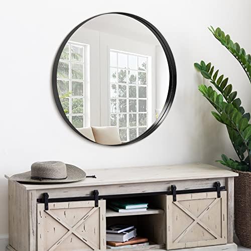 28 Inch Round Black Wall Mirror for Bathroom 1