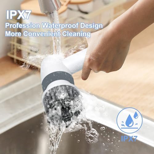 SPAOTREM Electric Spin Scrubber with 5 Brush Heads and LED Display