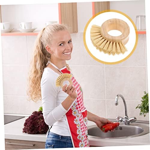 Bamboo Dish Brush Ring for Cleaning Fruits Vegetables and Kitchen Use