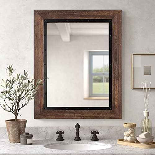 YOSHOOT 30x20 Rustic Wall Mirror Farmhouse Decor