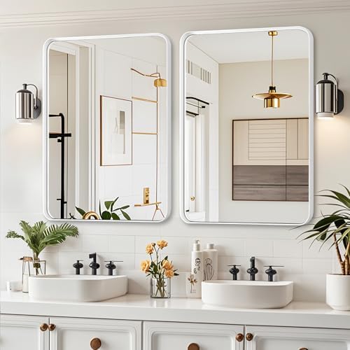 Fabuday 20x30 Inch White Bathroom Mirror with Matte Metal Frame 1