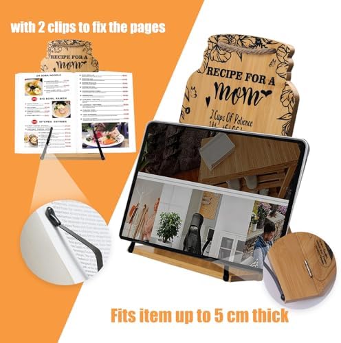 Idealmuzik Bamboo Cookbook Stand for Mom