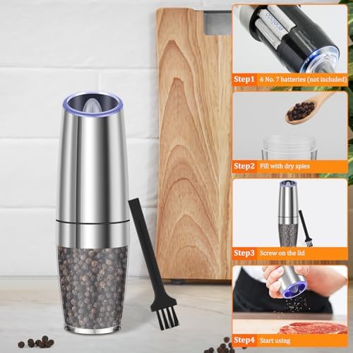 Electric Salt Pepper Grinder Set with LED Light