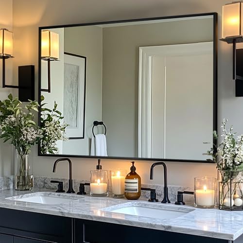 LadyNow 48x30 Wall Mirror Black Aluminum Frame