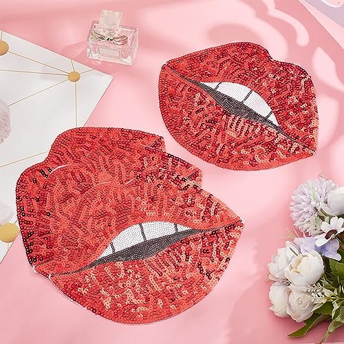INFUNLY 4PCS Red Lip Applique Patches for DIY