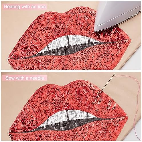 INFUNLY 4PCS Red Lip Applique Patches for DIY